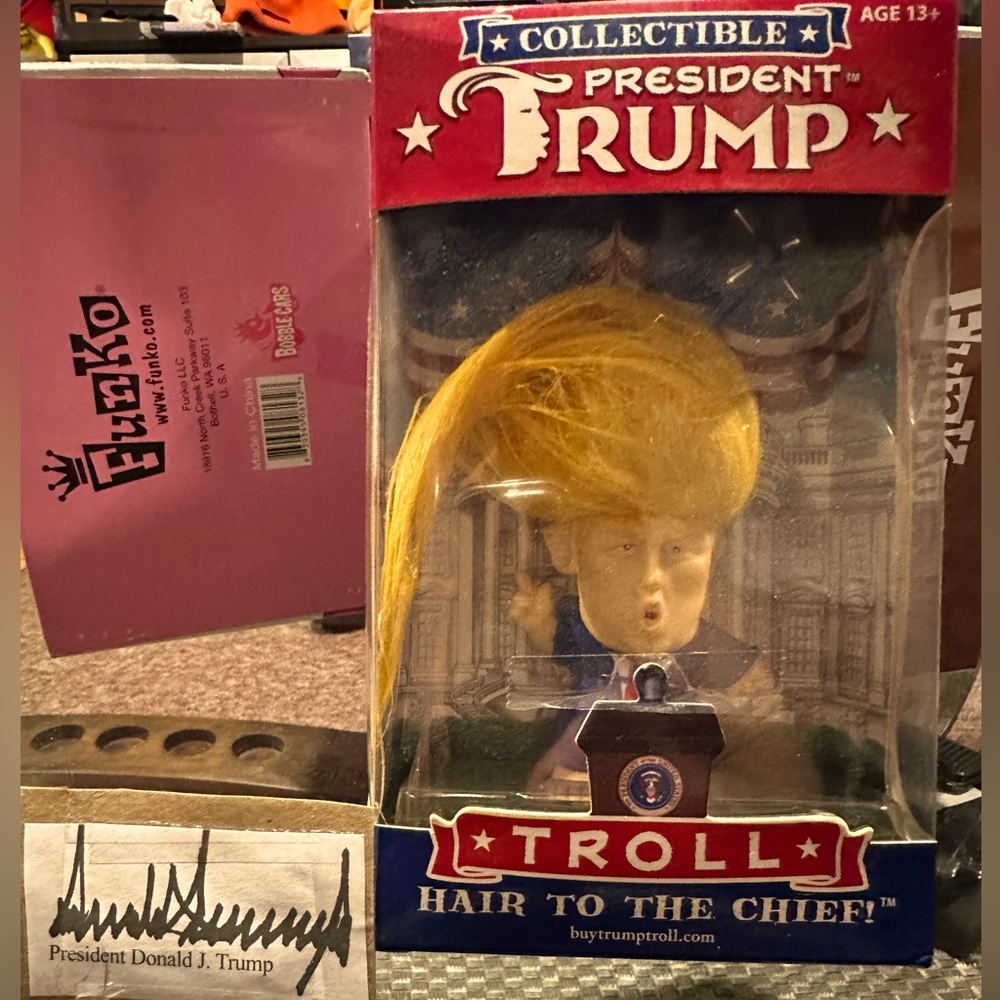 Collectible President Trump Hair to the Chief Troll with Signature Replica